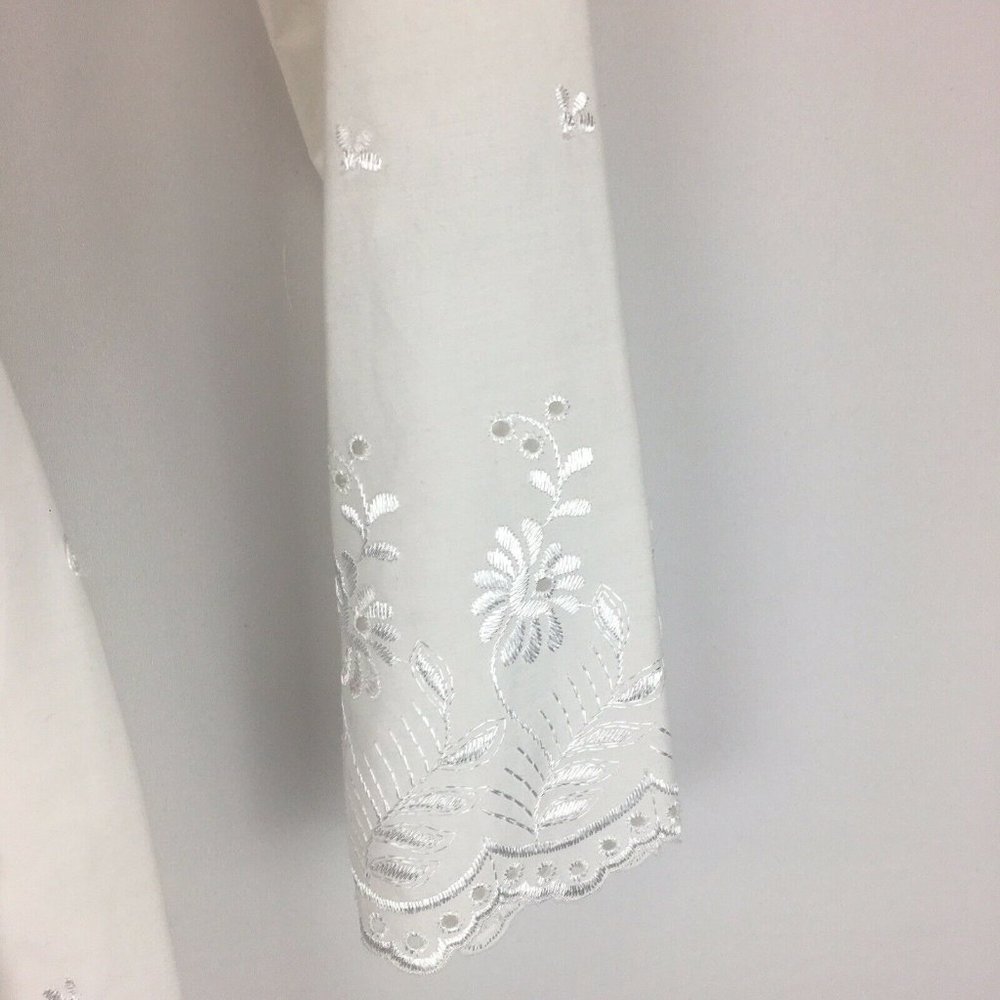 Vintage Handmade Eyelet Embroidered Wedding Dress S/M - Picture 4 of 10